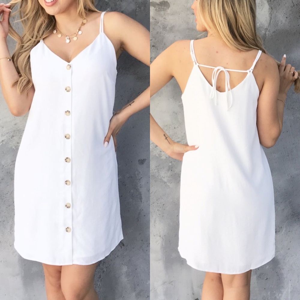 Dainty Hooligan Dress White Shift Button Up